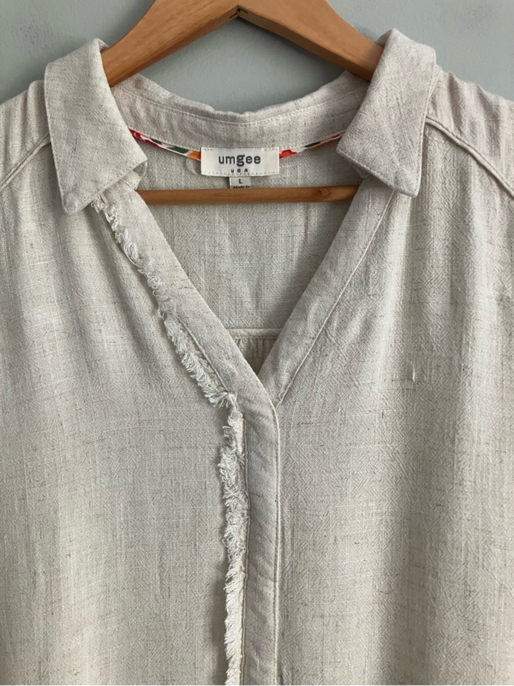 UMGEE Tan Linen and Cotton Blend Peplum Tunic Tank Size L - Picture 3 of 9